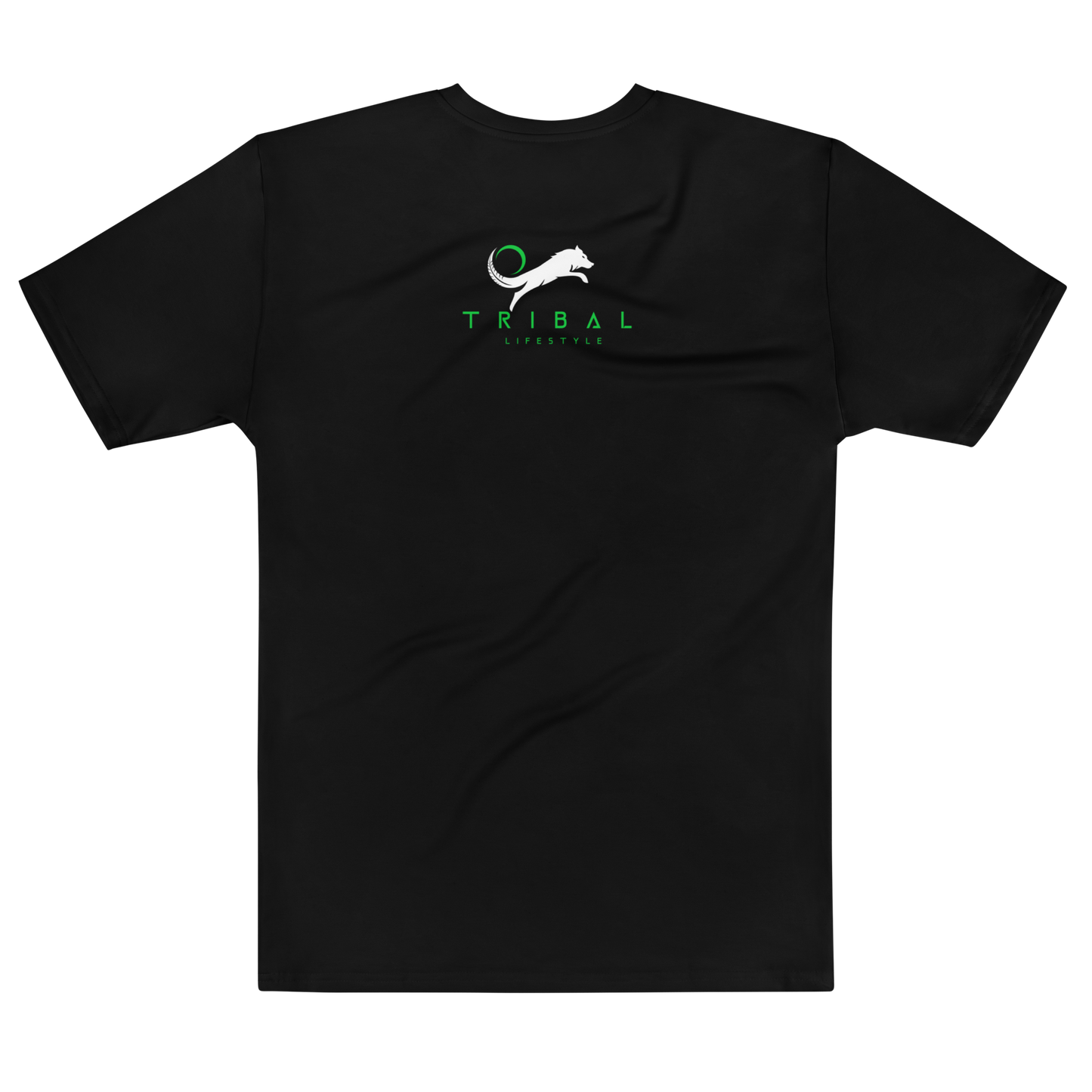 black mens athletic shirt with logo on back